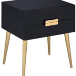 Sleek Black And Gold Two Drawer End Table