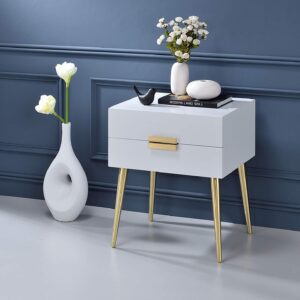 Sleek Black And Gold Two Drawer End Table
