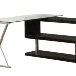 55′ X 47′ X 30′ Black High Gloss  Clear Glass Office Desk