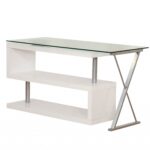 Contemporary White Swivel L Shaped Office Desk
