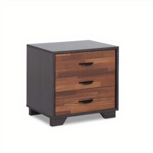 Natural Light Mocha Contemporary Nightstand with Two Drawers