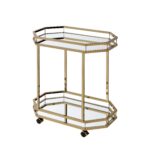 Champagne Finish Metal Serving Cart with 2 Mirror Shelves