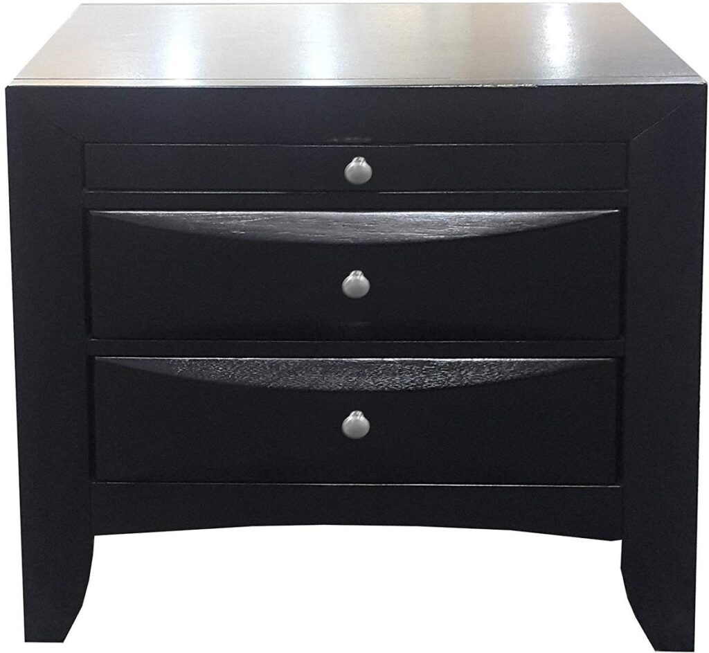 26′ X 17′ X 25′ Black  Modern Nightstand