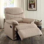 Recliner , Light Brown Woven Fabric – Woven Fabric, Wood (Solid Light Brown Woven Fabric