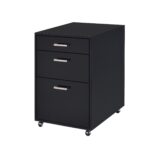 File Cabinet in Black High Gloss and Chrome – Metal Tube, MDF, Poly Ven Black High Gloss and Chrome