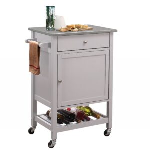25' X 17' X 34' Stainless Steel And Gray Kitchen Cart