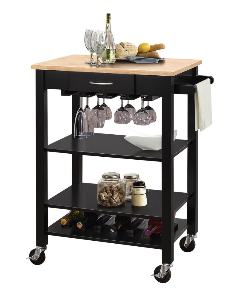 26′ X 18′ X 36′ Natural And Black Kitchen Cart