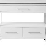 White and Stainless Rolling Kitchen Island or Bar Cart