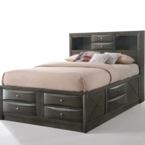 84'' X 87''  X 40''  Modern California King Gray High Gloss Bed