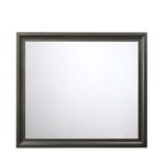 Antique Gray Wooden Rectangular Beveled Mirror