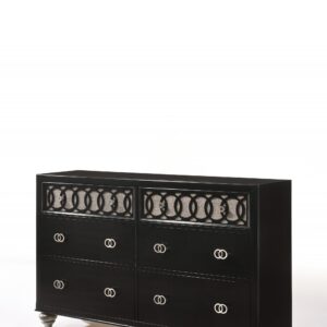 58" Black Six Drawer Double Dresser