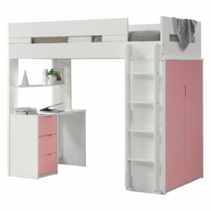 White and Lilac Scroll Butterfly Design Twin Canopy Bed