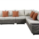 126′ X 100′ X 30′ Beige Fabric And Gray Wicker Patio Sectional And Cocktail Table