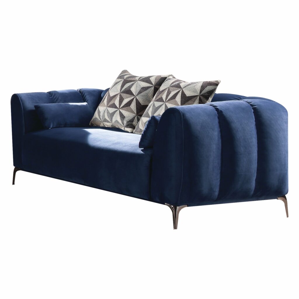 80′ X 42′ X 31′ Blue Velvet Loveseat w4 Pillows