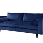 88′ X 38′ X 35′ Navy Velvet Sofa w2 Pillows