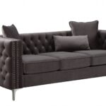 86′ X 34′ X 30′ Dark Gray Velvet Sofa w3 Pillows