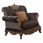 42′ X 41′ X 40′ Charcoal Fabric And Antique Gold Chair w 1 Pillow