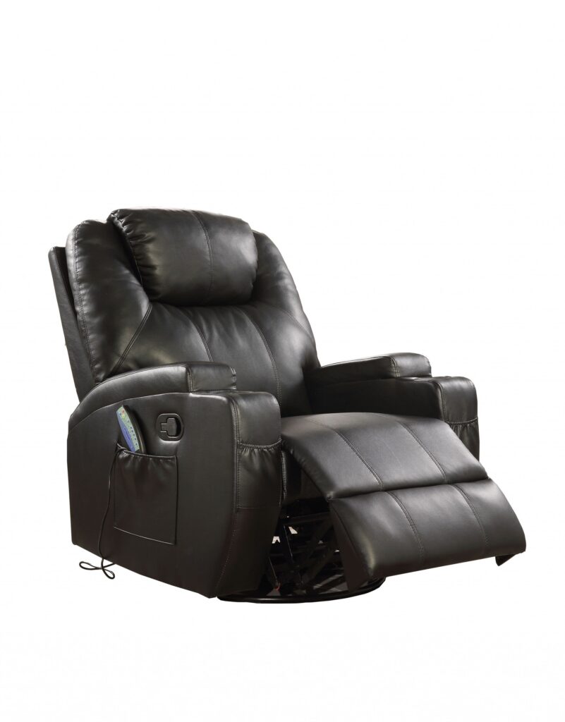 34′ X 37′ X 41′ Black Bonded Leather Match Swivel Rocker Recliner With Massage