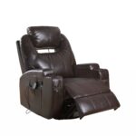 34′ X 37′ X 41′ Brown Bonded Leather Match Swivel Rocker Recliner With Massage