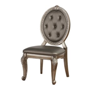 Glam Espresso Brown and Chrome Tufted Leather Armchair