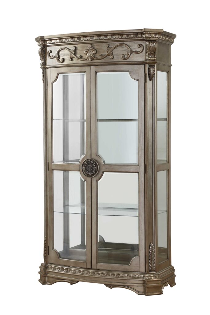 47′ X 21′ X 84′ Antique Champagne Curio Cabinet