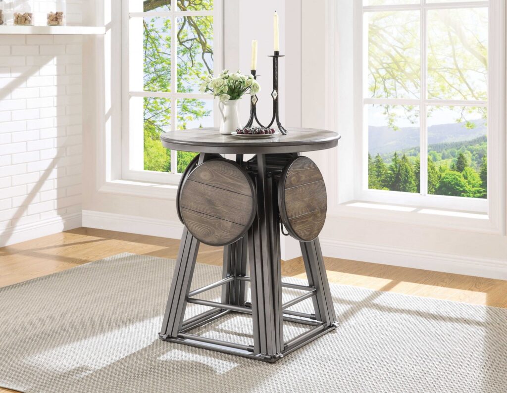 30′ X 30′ X 36′ 5pc Brown Top And Bronze Counter Height Set