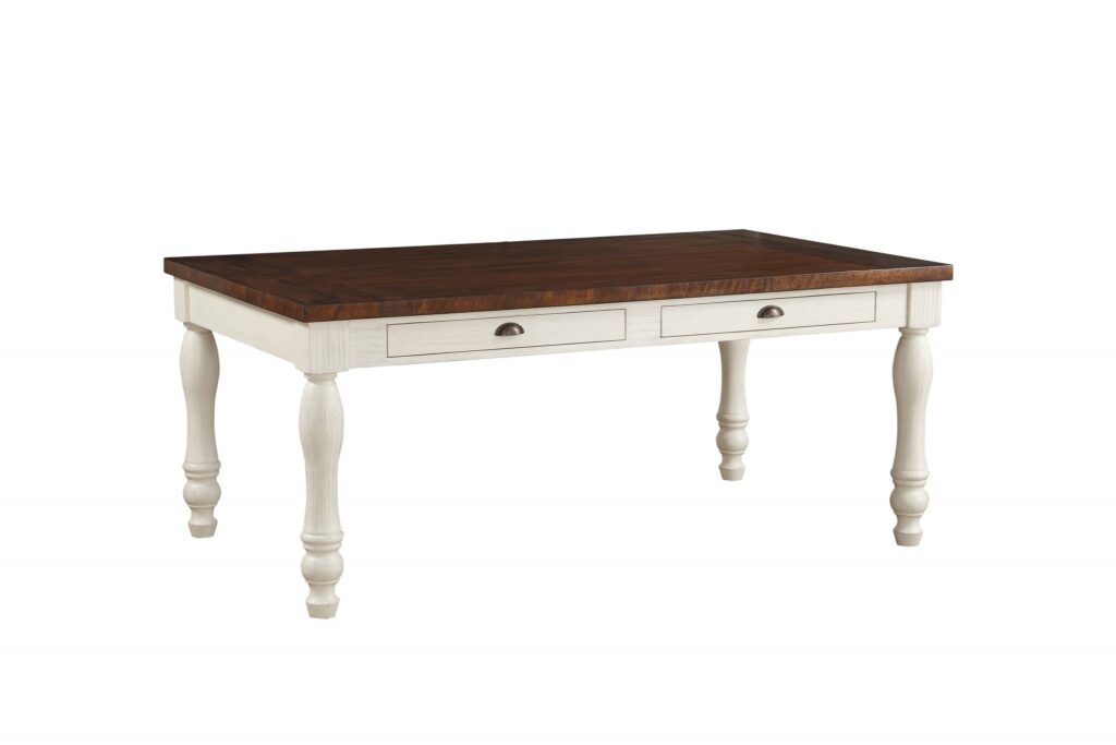 72′ X 42′ X 30′ Walnut And White Washed Solid Wood Dining Table