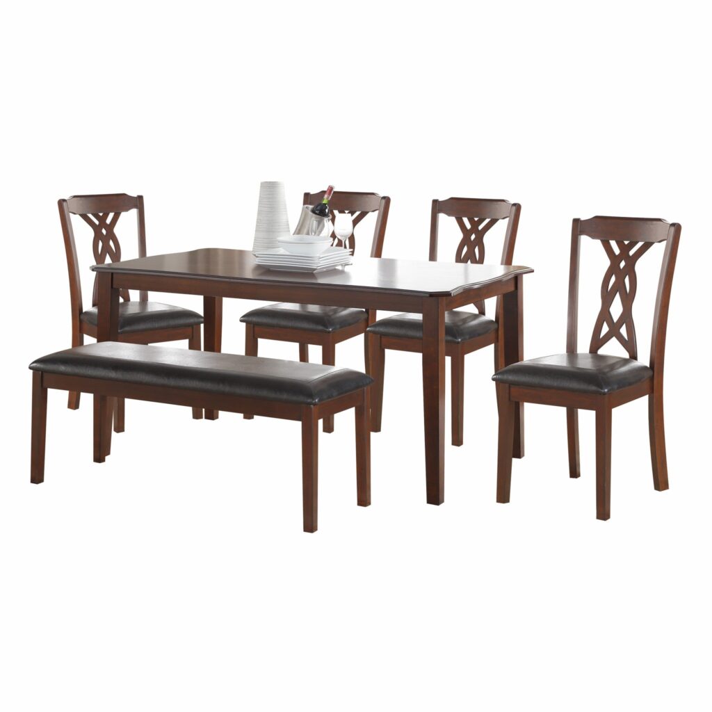 60′ X 36′ X 30′ 6Pc Black Leatherette And Espresso Dining Set