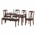 60′ X 36′ X 30′ 6Pc Black Leatherette And Espresso Dining Set