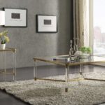 39′ X 39′ X 17′ Clear Acrylic Gold Stainless Steel And Clear Glass Coffee Table