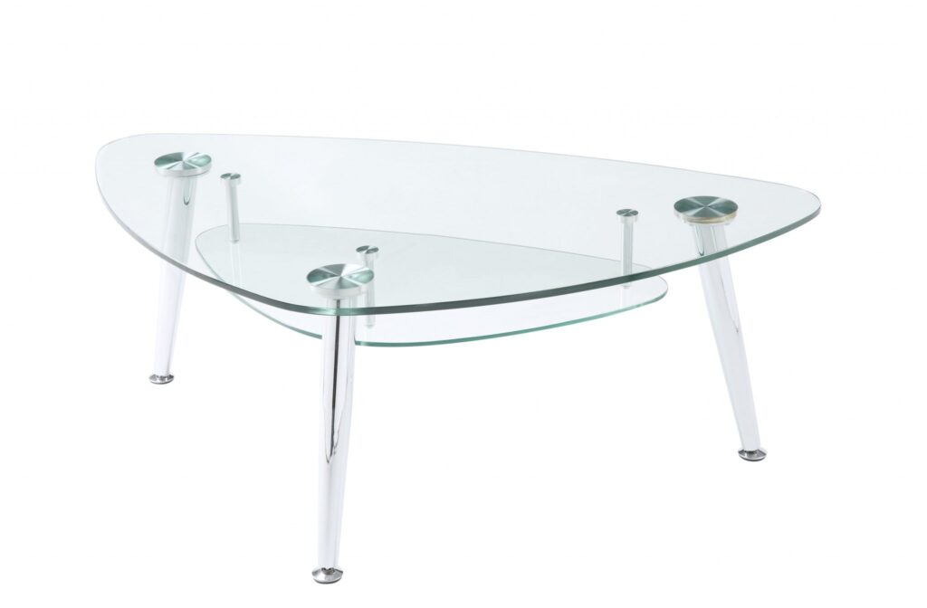 50′ X 30′ X 18′ Chrome And Clear Glass Coffee Table