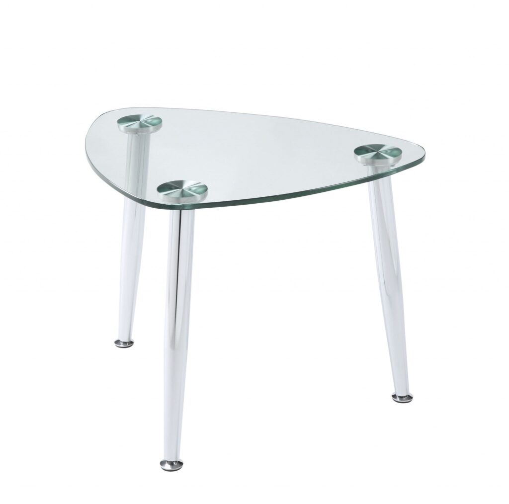 30′ X 24′ X 23′ Chrome And Clear Glass End Table
