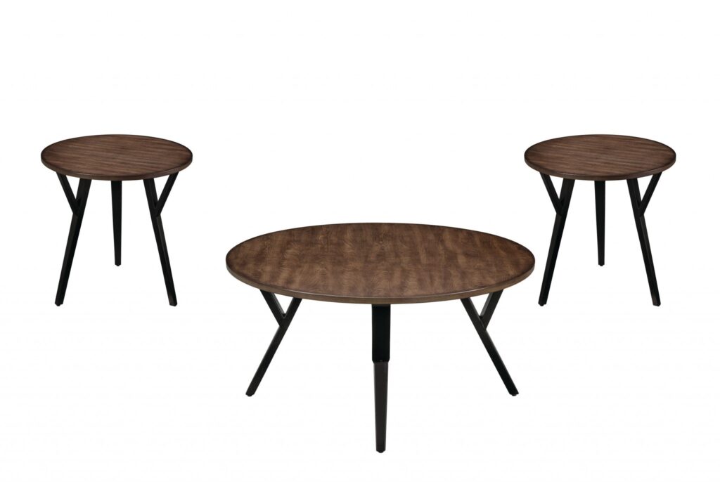 36′ X 36′ X 18′ 3pc Oak And Black Coffee And End Table Set
