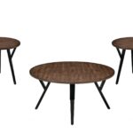 36′ X 36′ X 18′ 3pc Oak And Black Coffee And End Table Set