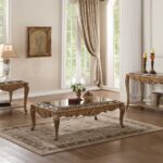 52′ X 30′ X 18′ Mirrored And Antique Gold Coffee Table