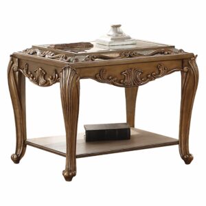 24' X 24' X 24' Antique White Solid Wood End Table