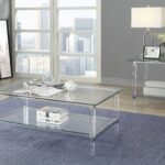 48′ X 26′ X 18′ Clear Acrylic Chrome And Clear Glass Coffee Table