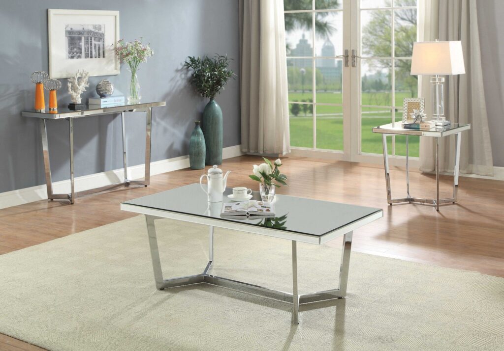 48′ X 24′ X 18′ Mirrored And Chrome Coffee Table