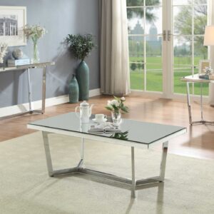 47' X 20' X 14' White And Chrome Particle Board Coffee Table