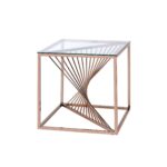 24′ X 24′ X 24′ Brushed Copper And Clear Glass End Table