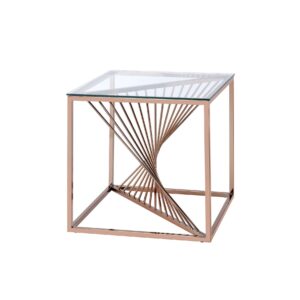 24' X 24' X 24' Antique White Solid Wood End Table