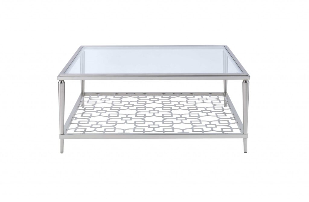 40′ X 40′ X 18′ Nickel  Clear Glass Coffee Table