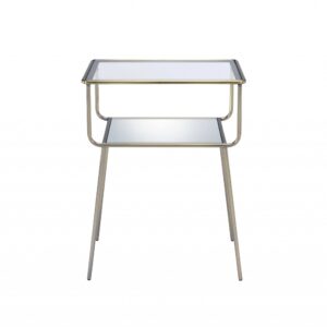 16' X 18' X 20' White Marble Wood 2Pc Pk End Table