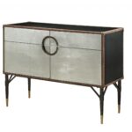 52′ X 21′ X 40′ Brown Top Grain Leather And Aluminum Console Table