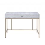 43′ X 19′ X 32′ Champagne And  Silver Metal Tube Desk