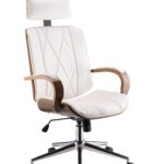 24″ X 26″ X 4649″ White Leatherette And Walnut Office Chair