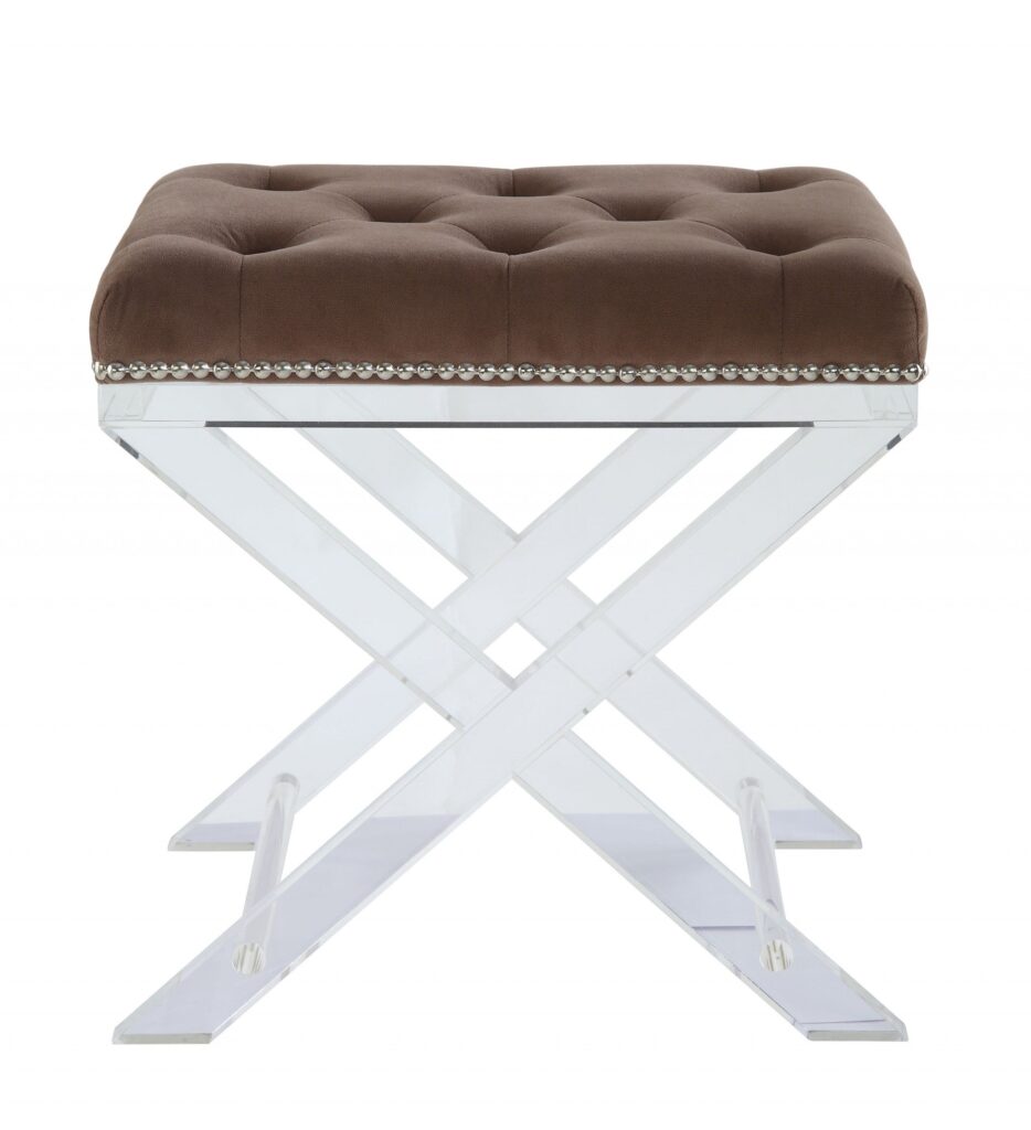 19′ X 14′ X 19′ Brown Fabric And Clear Acrylic Stool