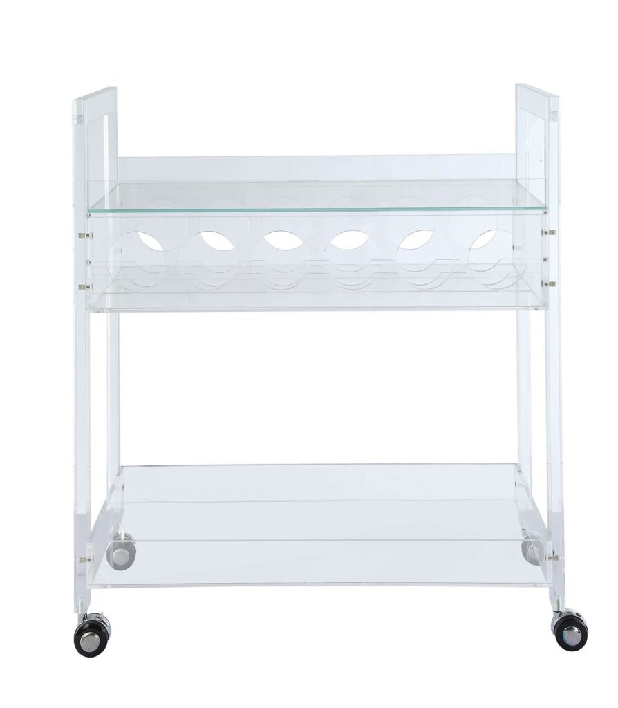 31′ X 16′ X 31′ Clear Acrylic And Clear Glass Serving Cart