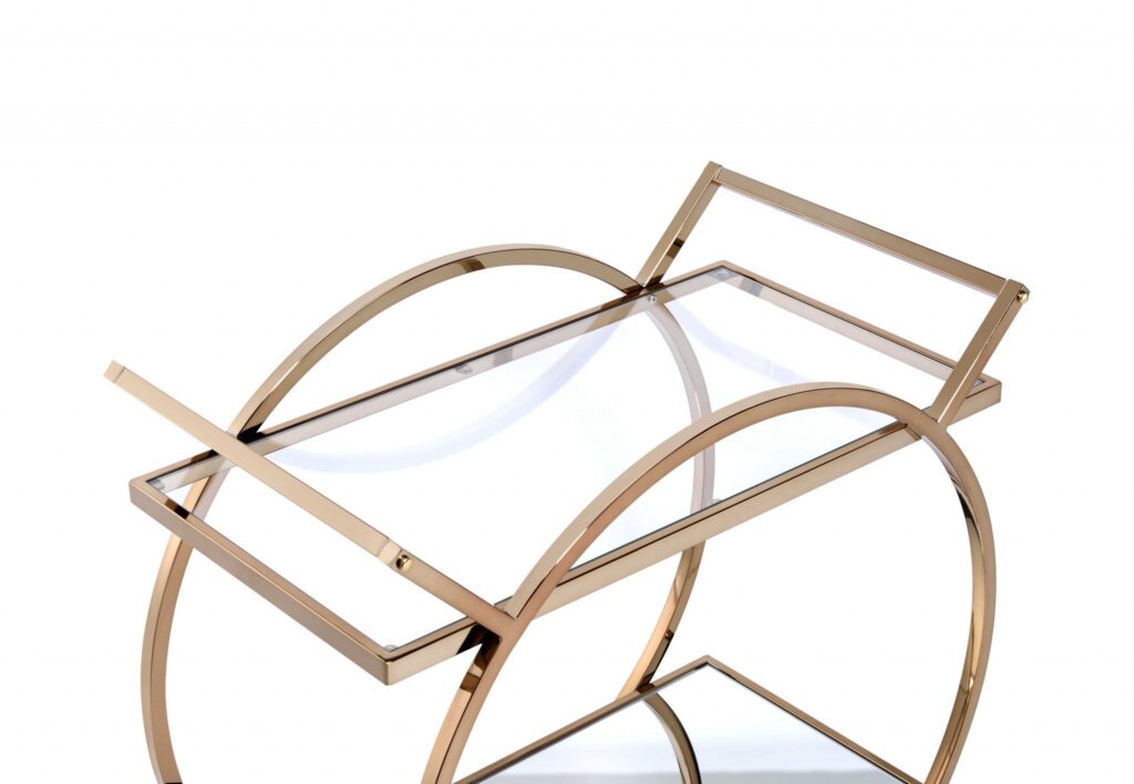 33′ X 19′ X 35′ Champagne Metal Tube Serving Cart