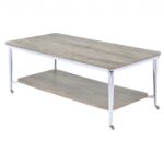 48′ X 24′ X 19′ Gray Oak And Chrome Metal Tube Coffee Table